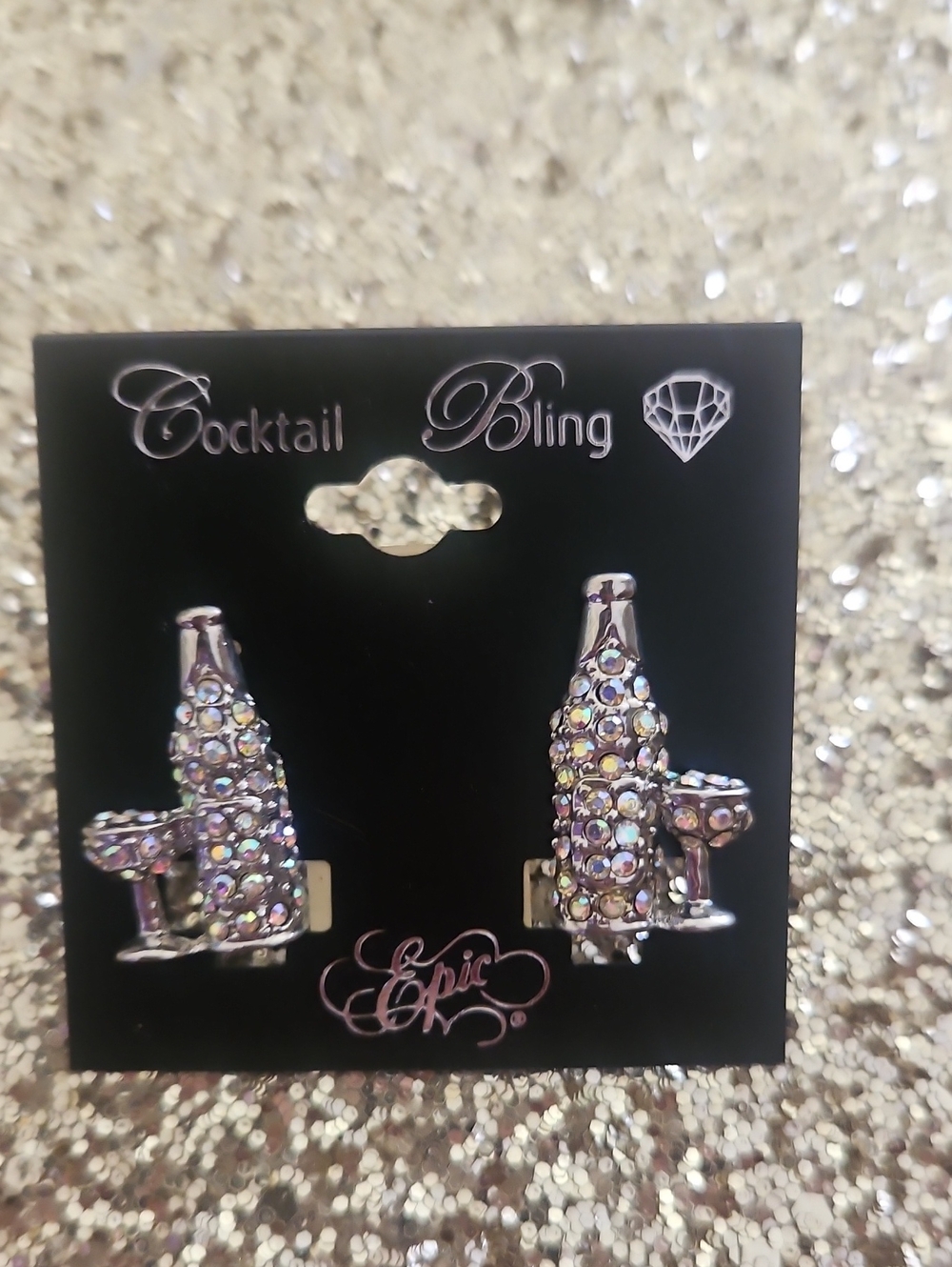 Cocktail Bling Epic Iridescent Crystal Champane Earrings -